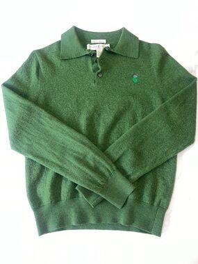 Vintage 100% Italian Wool Fairway & Greene Green Polo Sweater
